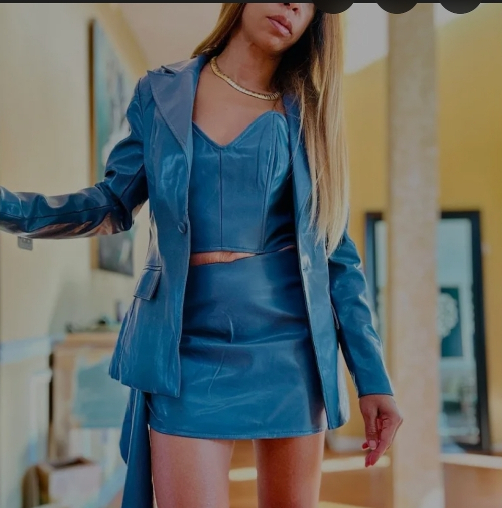 Women's Blue Jacket & Skirt Set